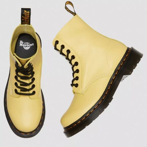 🩵NIB Dr. Martens Lemon Yellow Pascal Virginia Leather 1460 Boots Size 11 - Picture 14 of 15